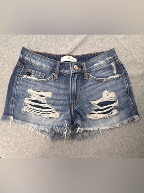 KanCan Gizelle Mid Rise Distressed Boyfriend Shorts